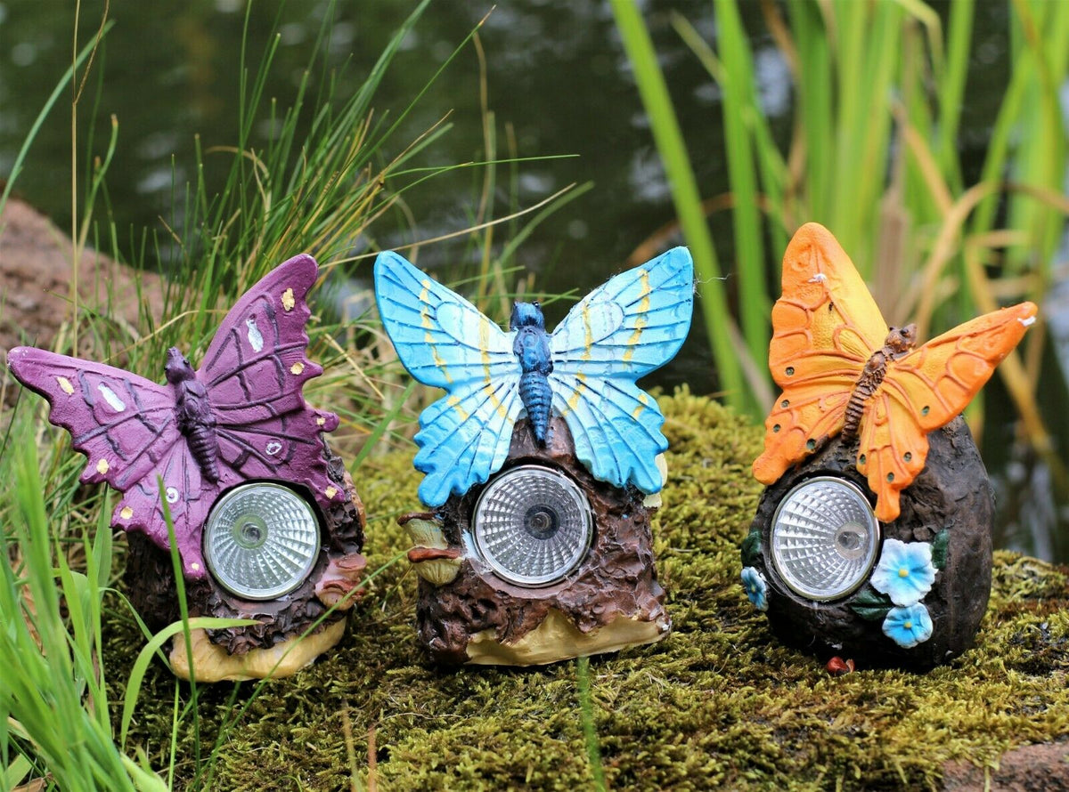 3 Solar Butterfly Spotlights