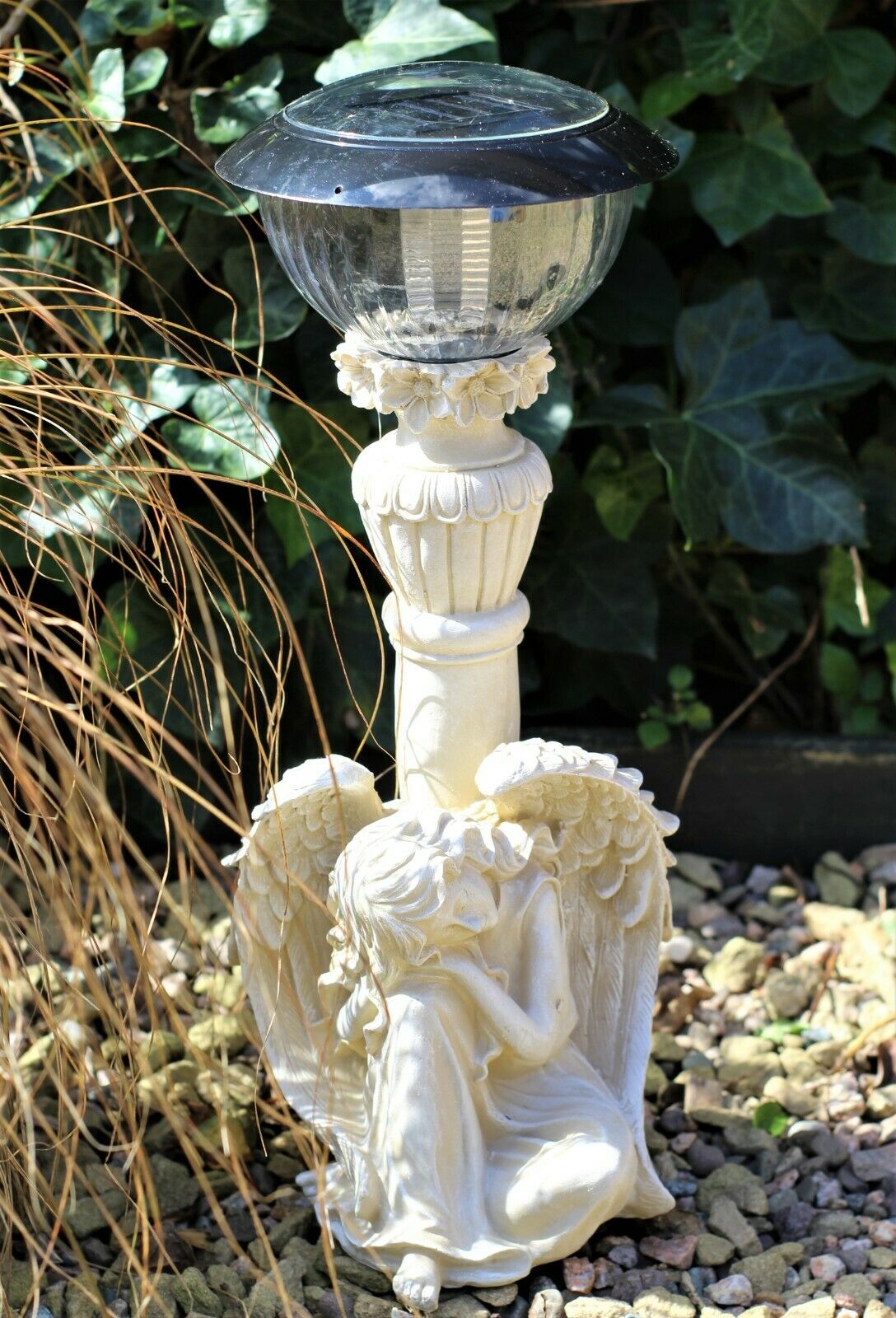 LED Solar Cherub Garden Ornament