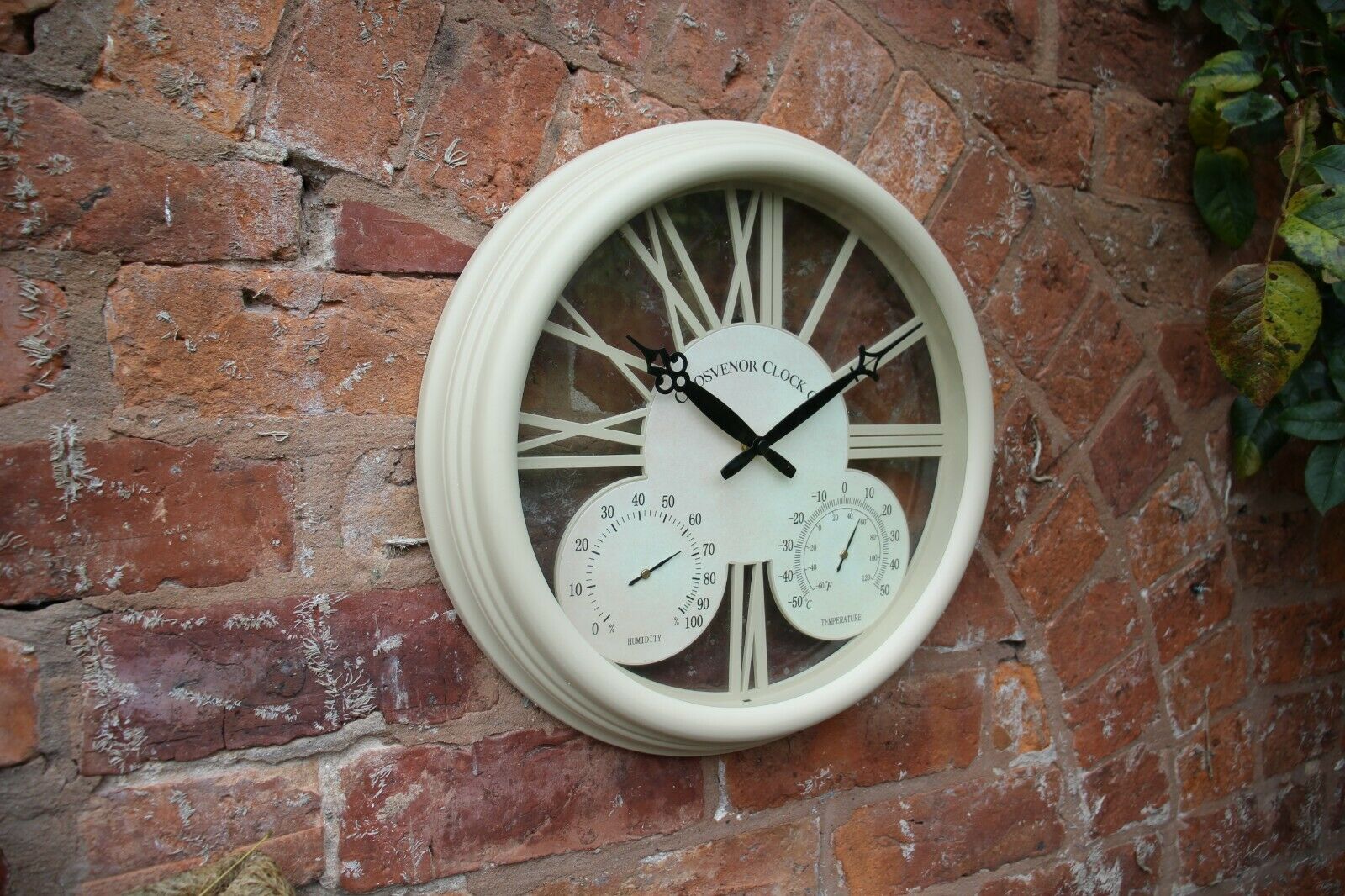 Vintage Styled Outdoor Garden Clock with Thermometer and Hygrometer