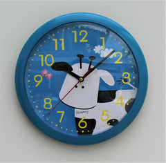 Blue Cow Childrens Wall Clock - 25cm