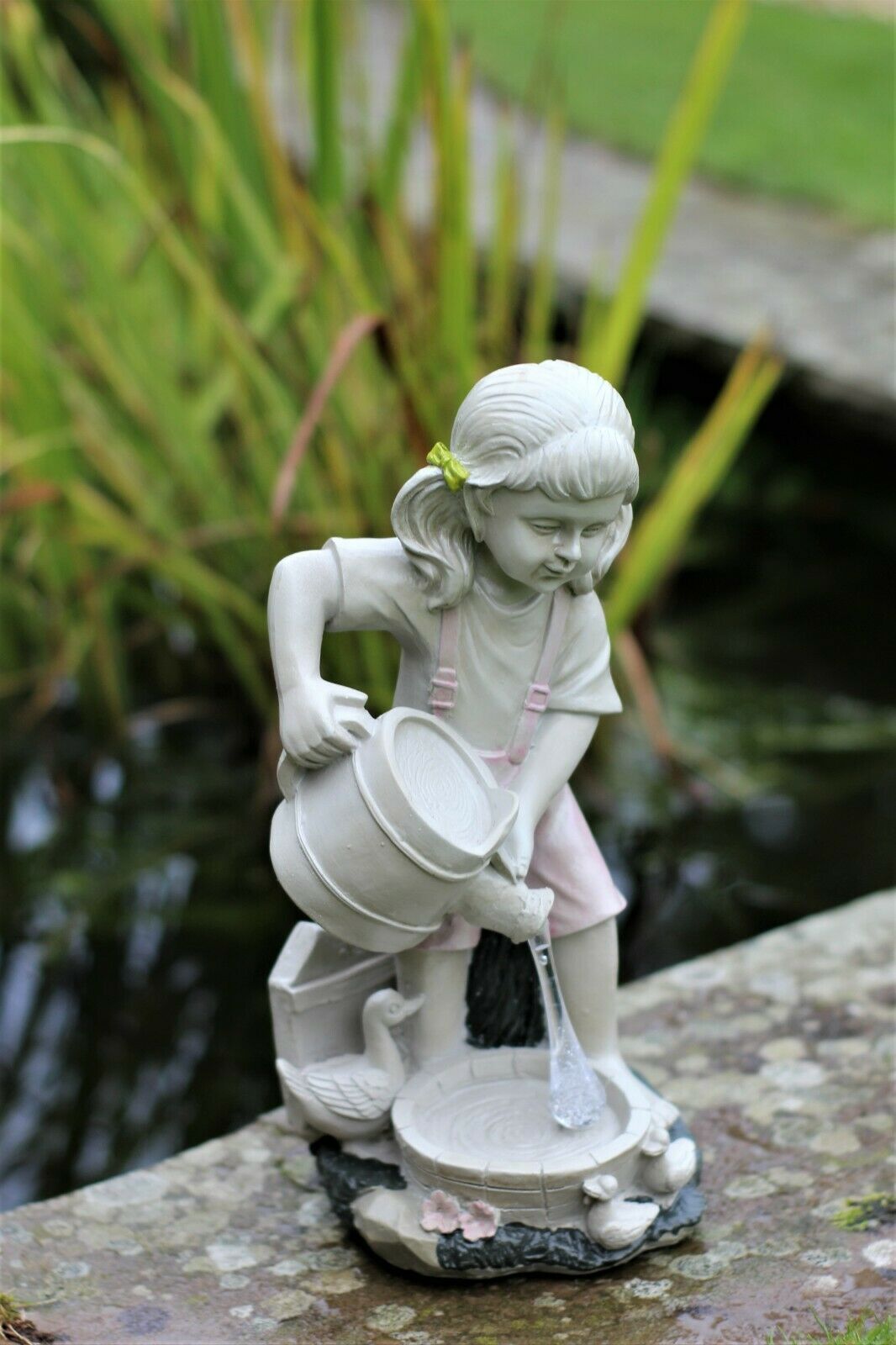 Solar Girl with Watering Can Garden Ornament