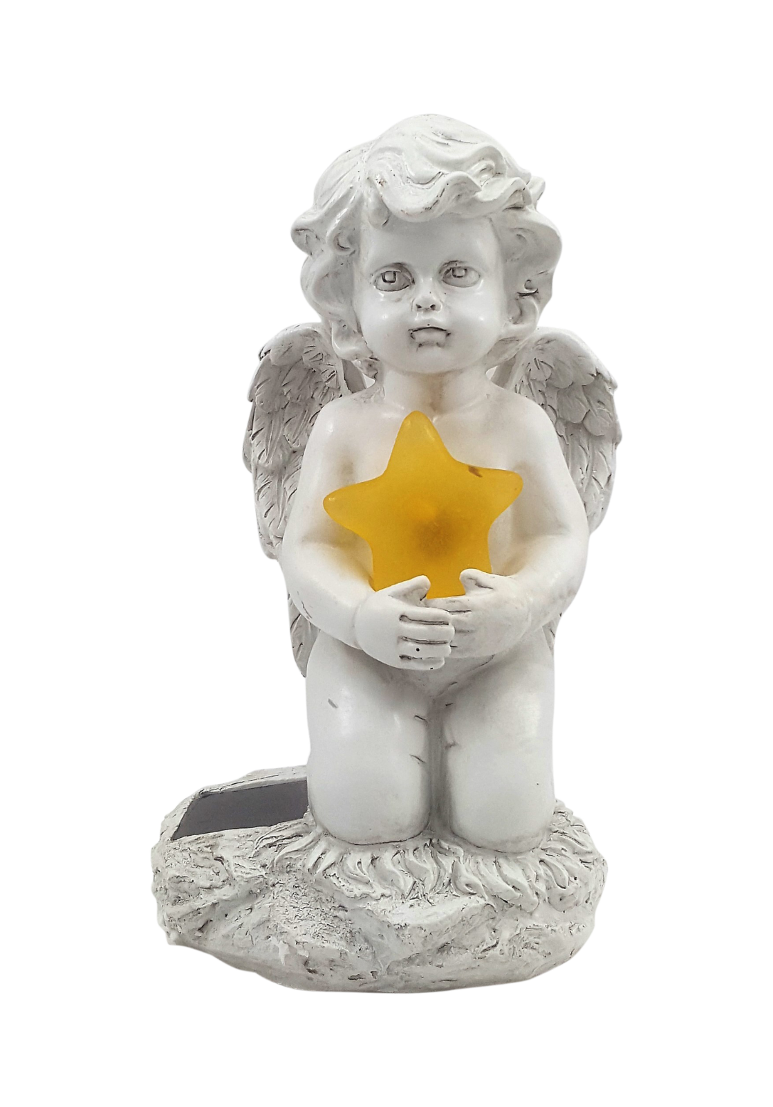 Solar Powered Angel Cherub Star - Stone Effect