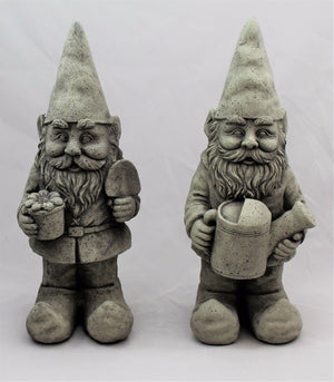 Stone Effect Pair of Garden Gnomes