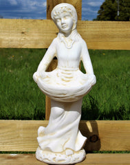 Antique White Large Lady Bird Bath Ornament