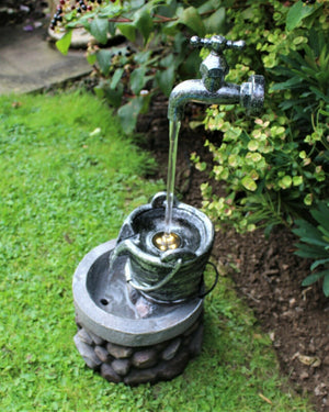 LED Bucket Water Fountain Garden Ornament