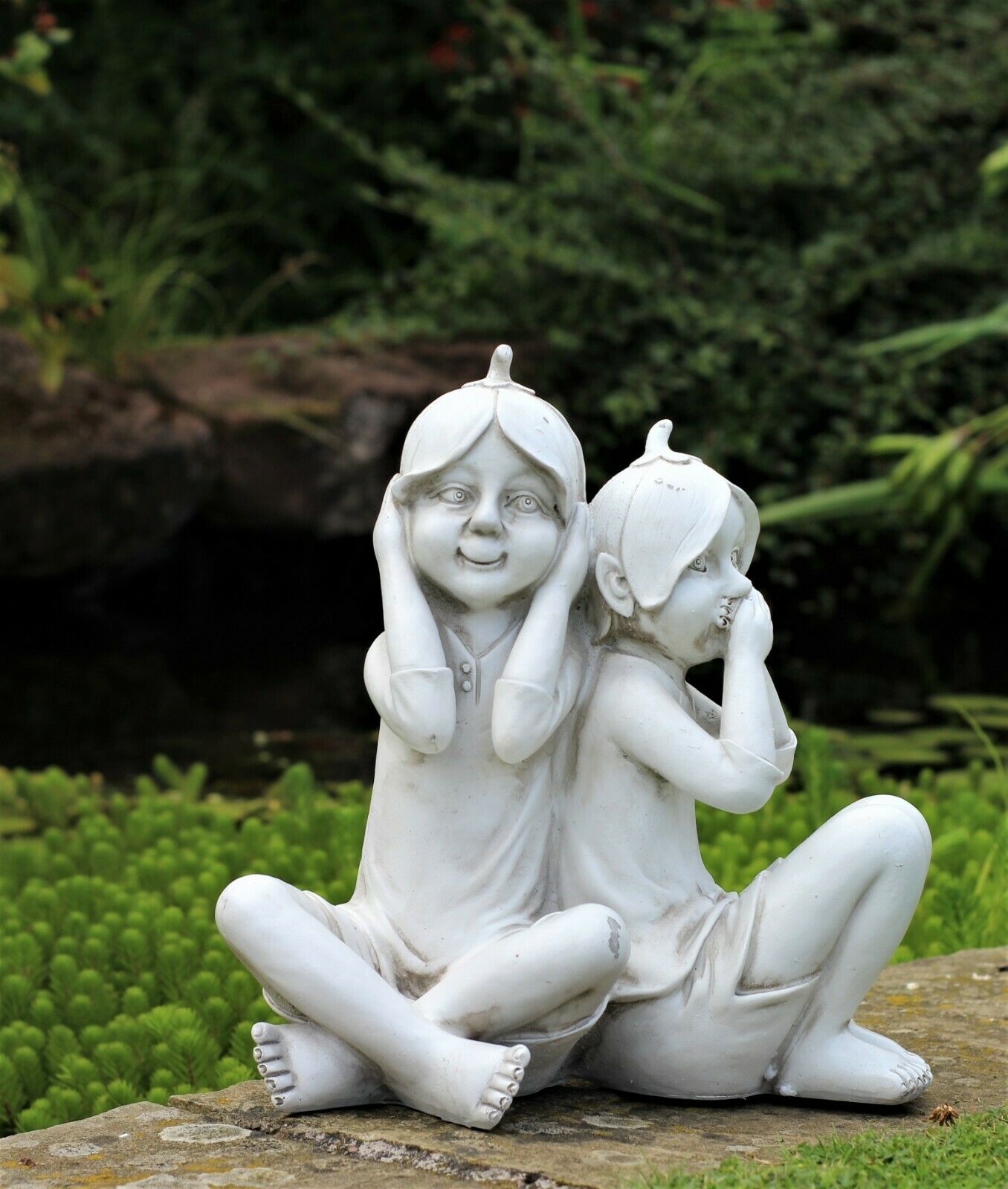 Hear No Evil Speak No Evil Pixie Garden Ornament