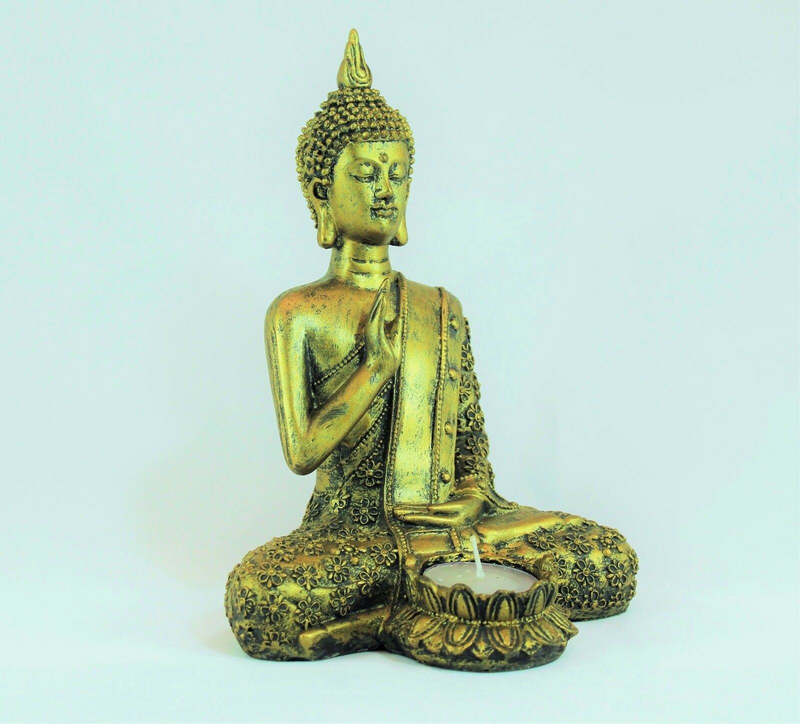 Buddha Tea Light Holder - 21cm Bronze Effect