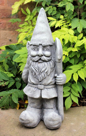Stone Effect Garden Gnome with Spade Ornament