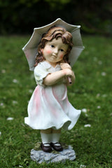 Garden Little Girl with Umbrella