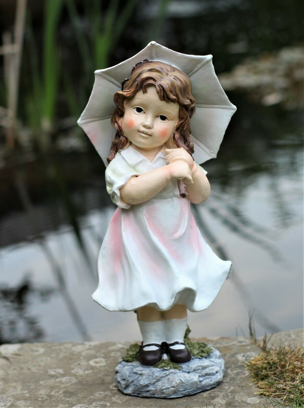 Garden Little Girl with Umbrella