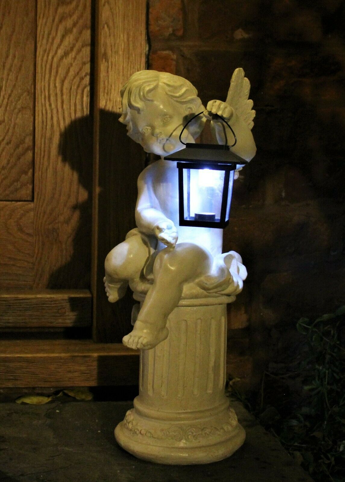 Cherub on a Pillar Solar Powered Ornament