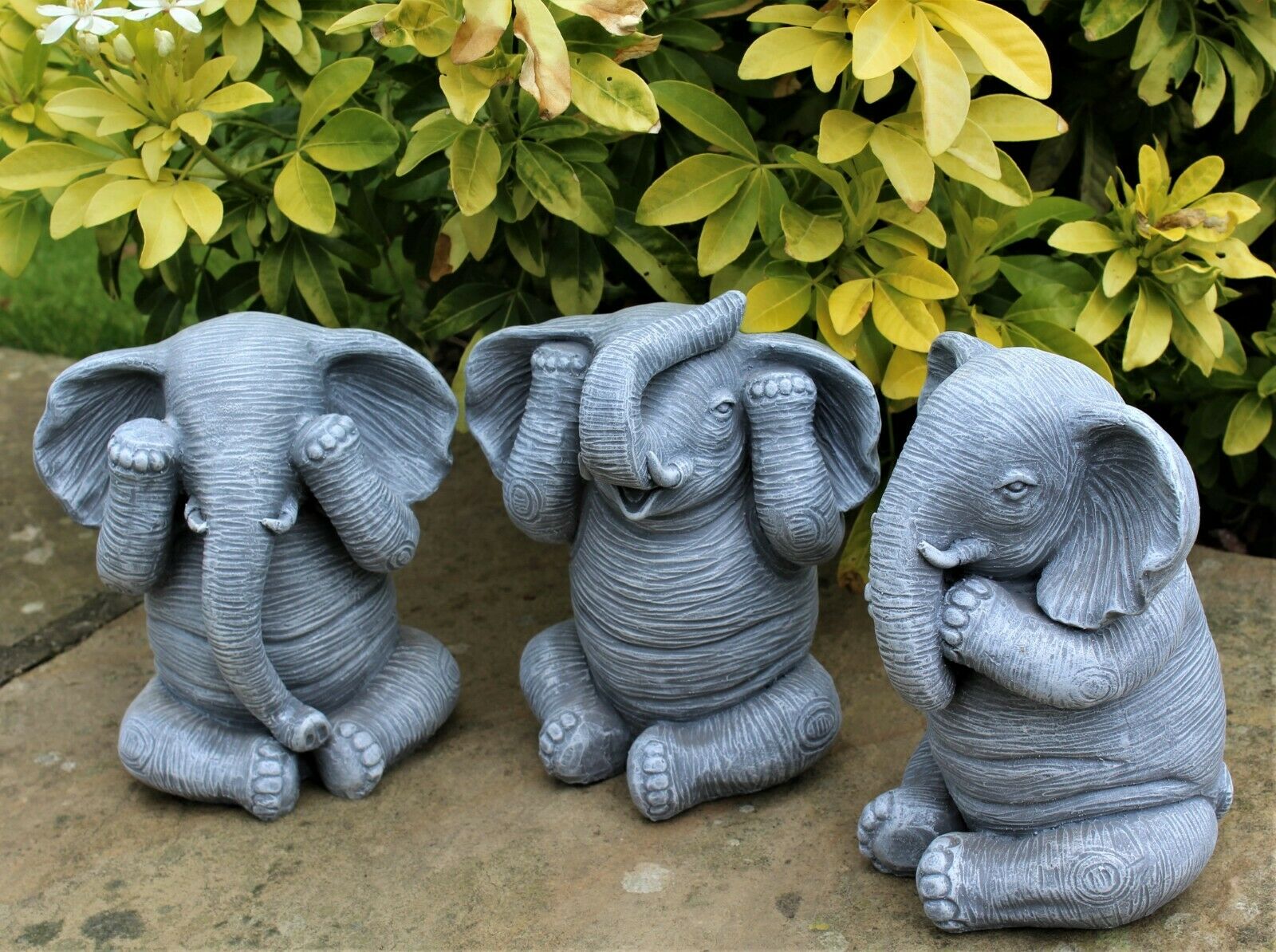 3 Wise Elephant Ornaments - See no Evil, Speak no Evil, Hear no Evil