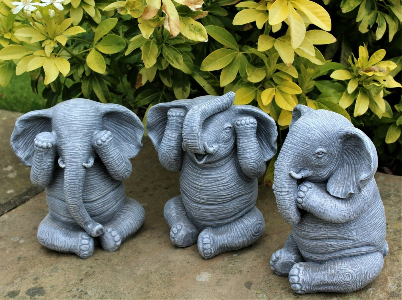 3 Wise Elephant Ornaments - See no Evil, Speak no Evil, Hear no