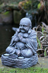 Sitting Stone Effect Solar Buddha 36cm