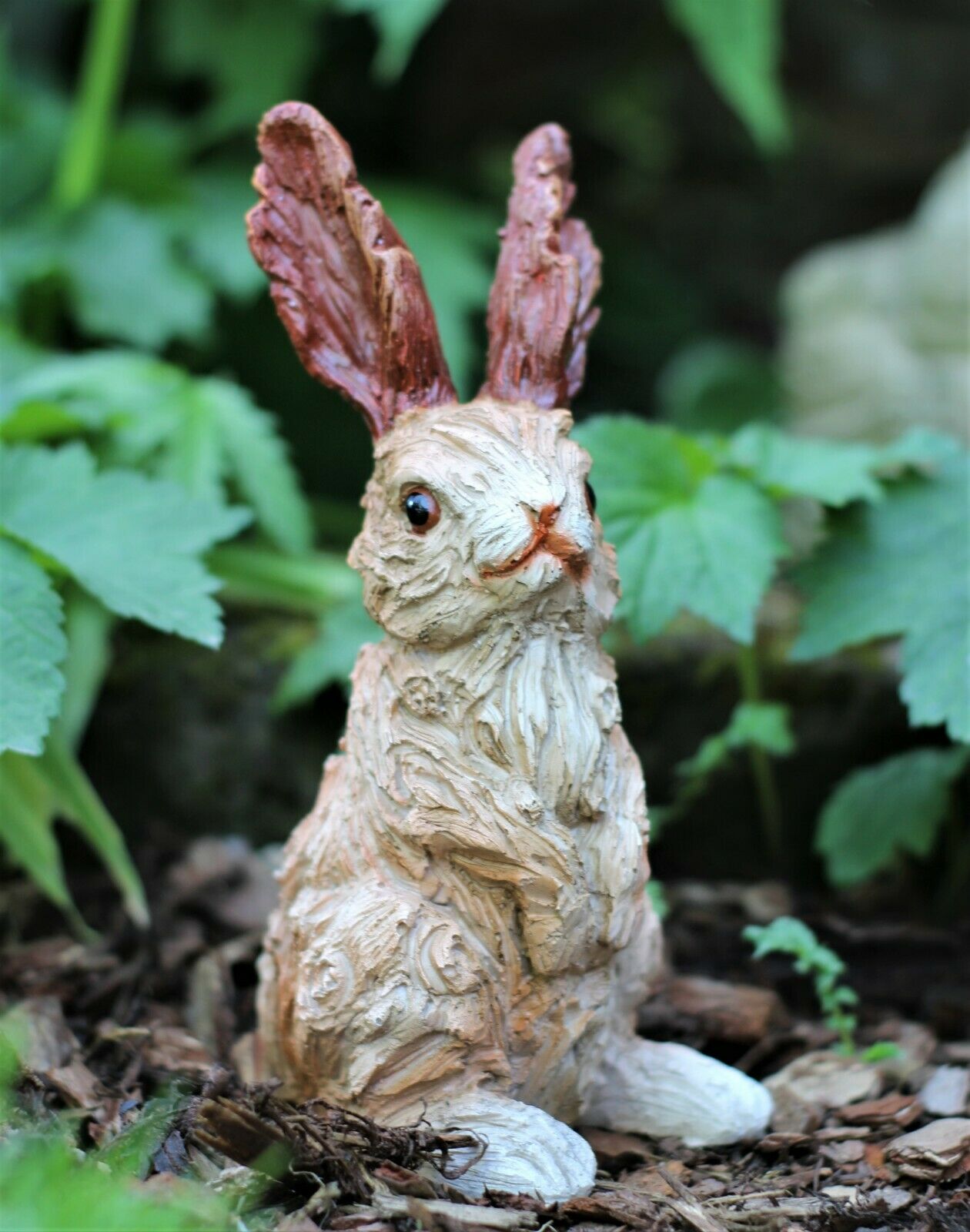 Wood Effect Wild Hare Garden Ornament 38cm and 20cm