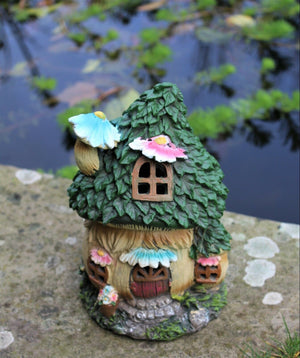 Solar Fairy House Ornament - Blue Chimney