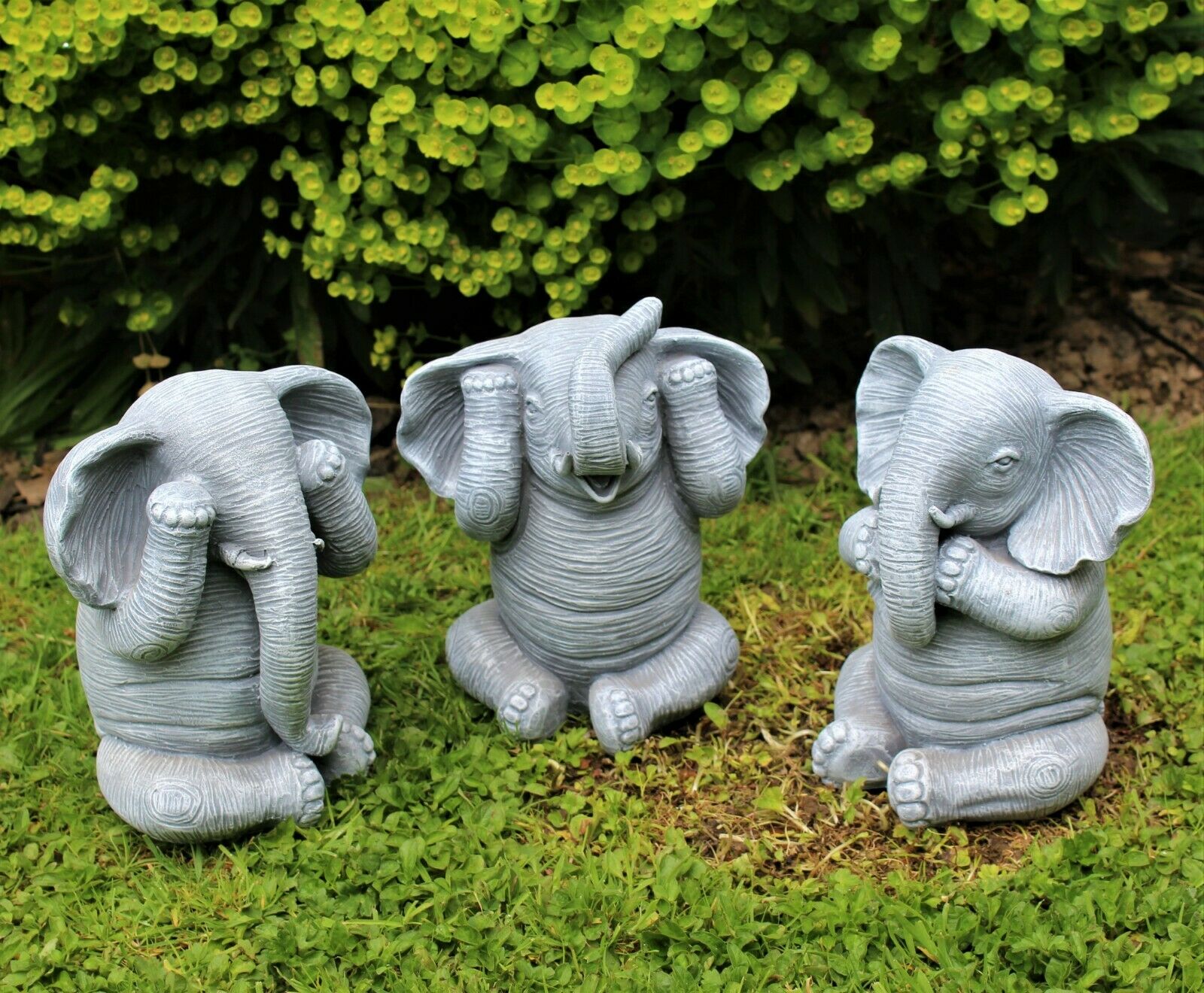 3 Wise Elephant Ornaments - See no Evil, Speak no Evil, Hear no Evil