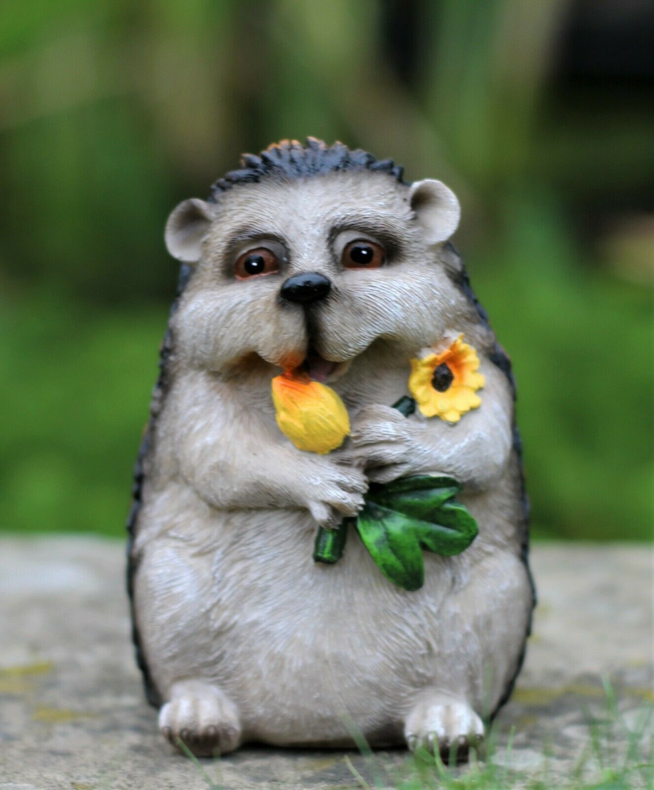 Hedgehog & Flowers Garden Ornament