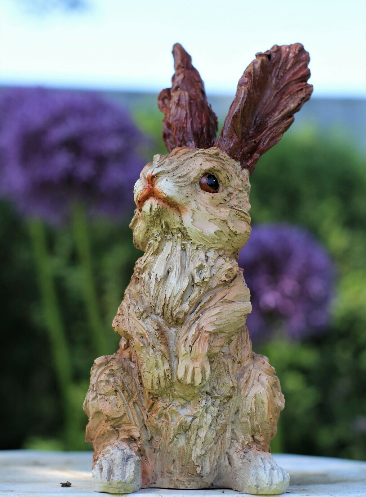 Wood Effect Wild Hare Garden Ornament 38cm and 20cm