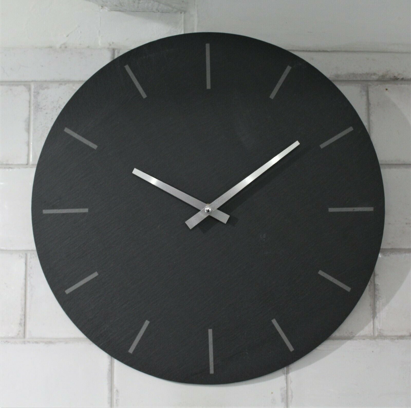 Black Slate & Silver Simplistic Wall Clock