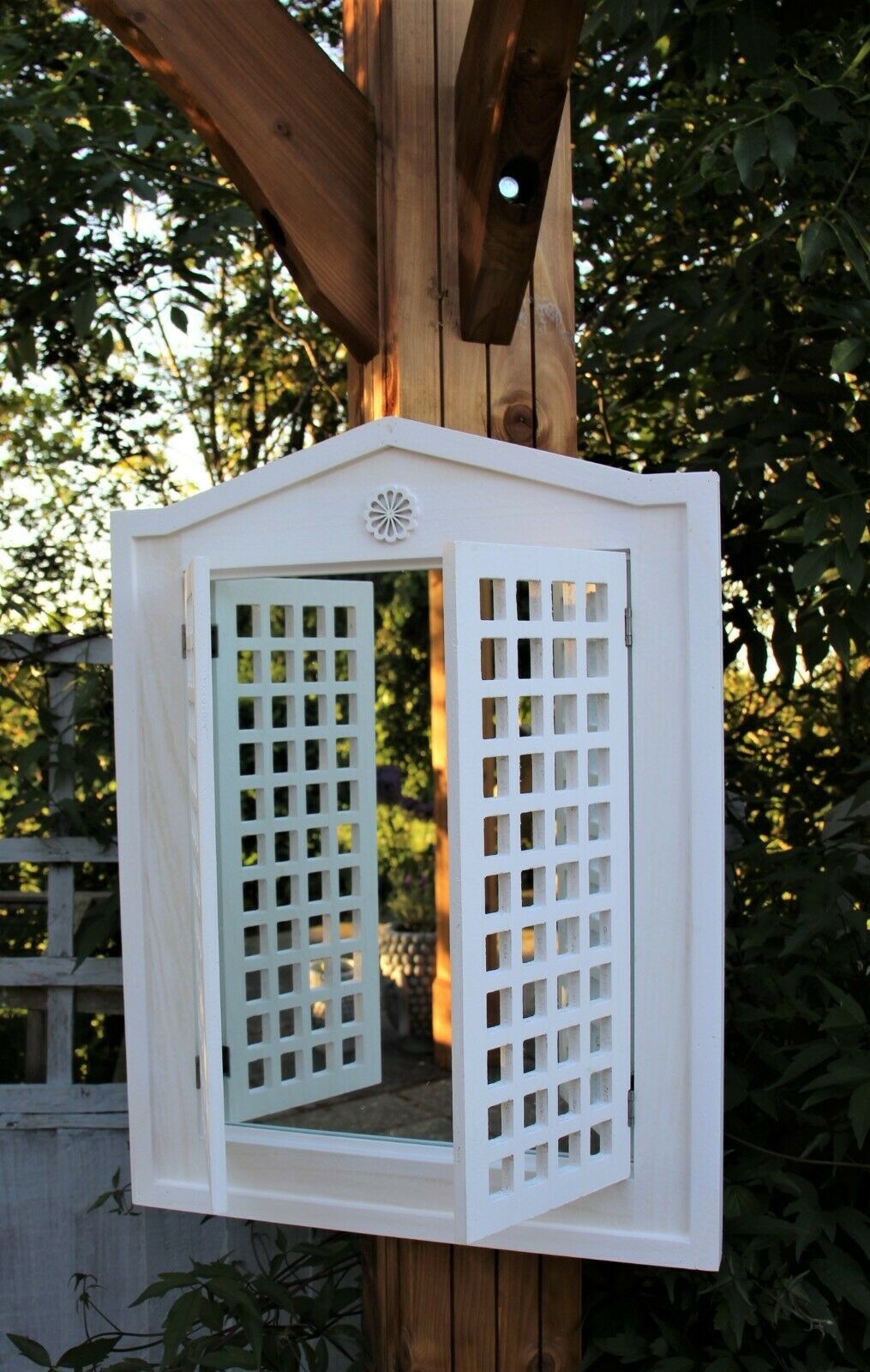 White Shutter Mirror - Indoor & Outdoor