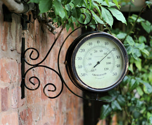 Outdoor Garden Clock & Thermometer with Bracket