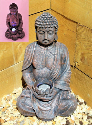 Large Solar Powered Sitting Buddha
