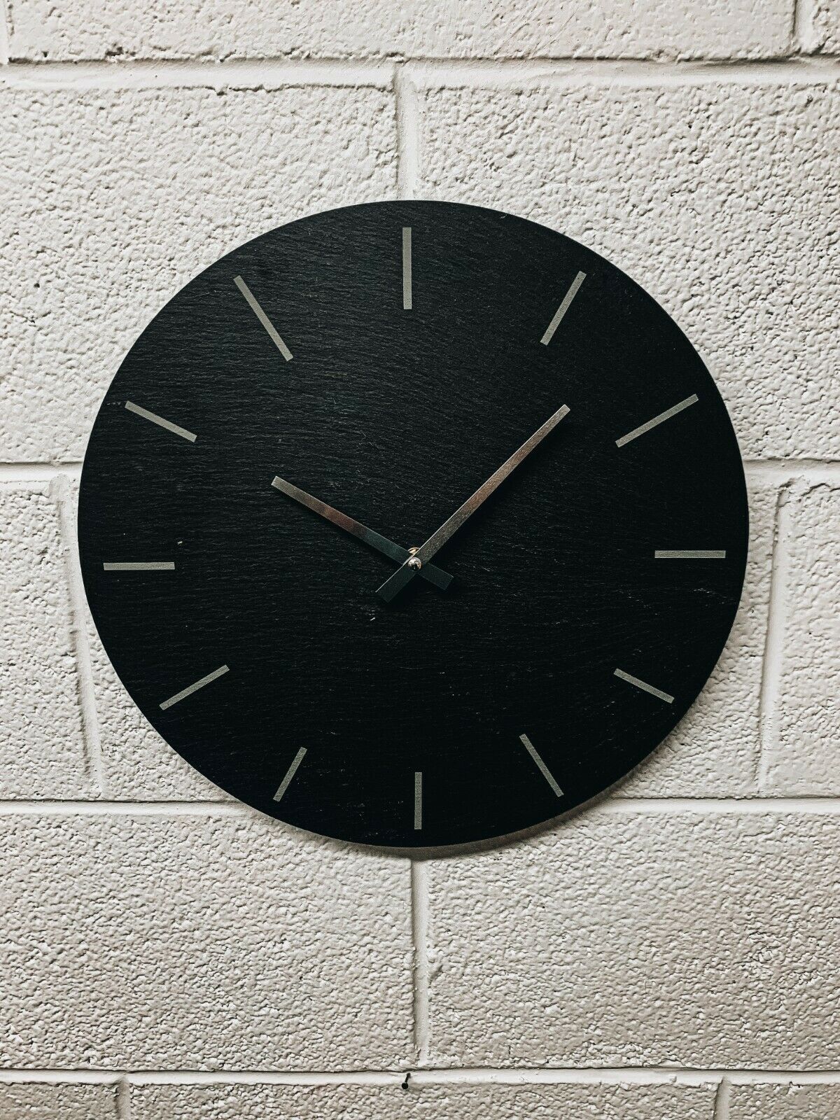 Black Slate & Silver Simplistic Wall Clock