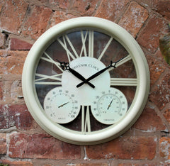 Vintage Styled Outdoor Garden Clock with Thermometer and Hygrometer