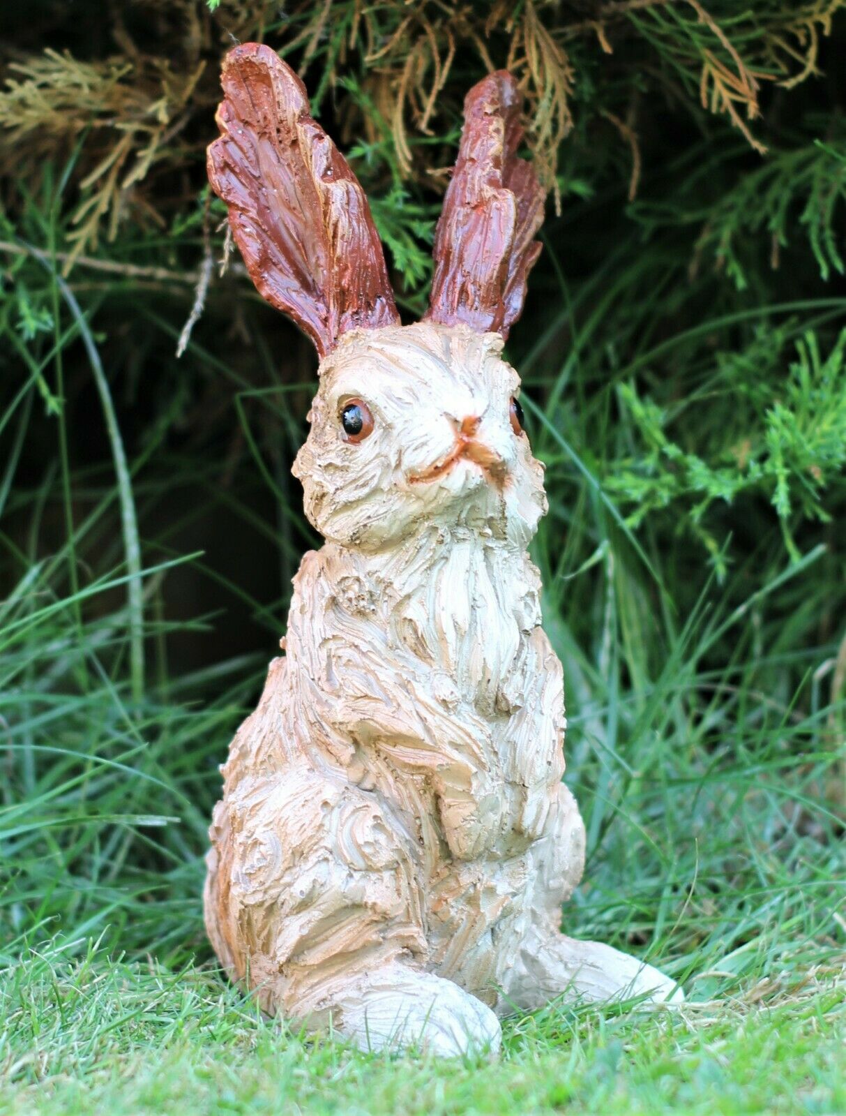 Wood Effect Wild Hare Garden Ornament 38cm and 20cm