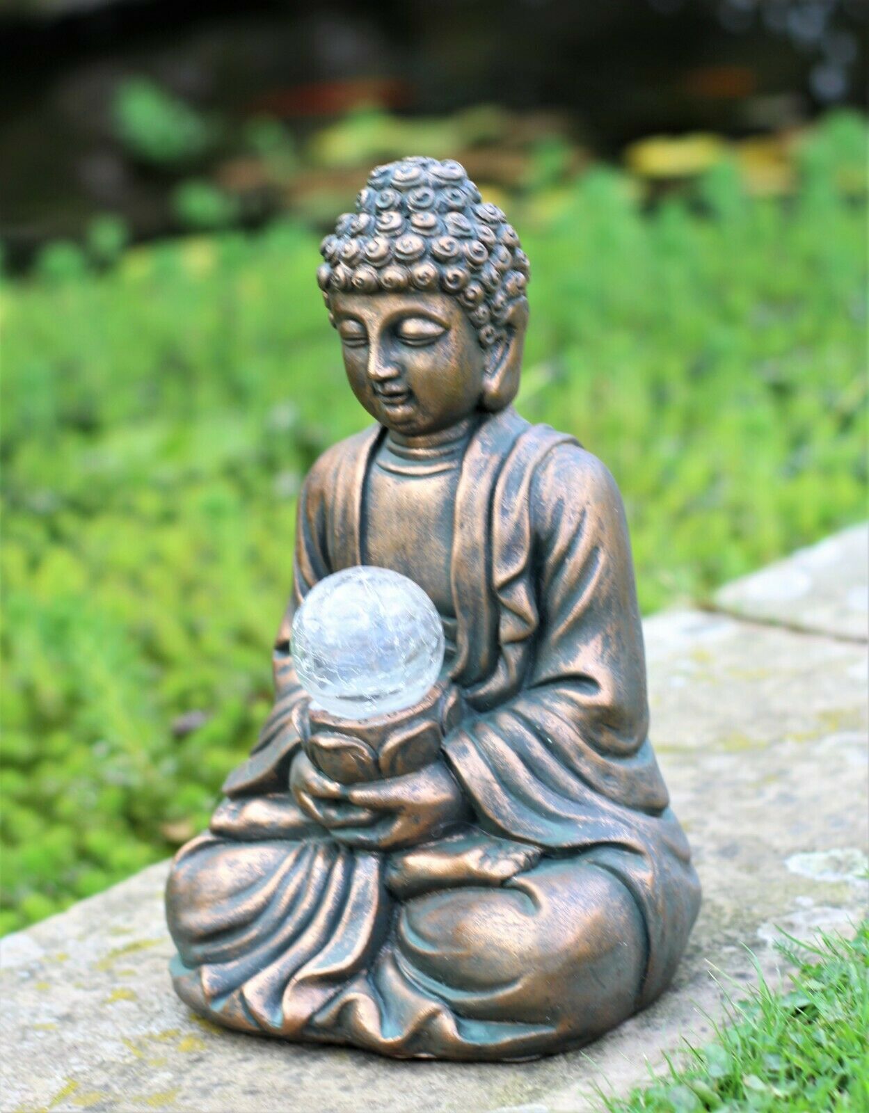 Brass Effect Solar Buddha