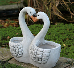 Twin Swan Plant Pot & Garden Ornament