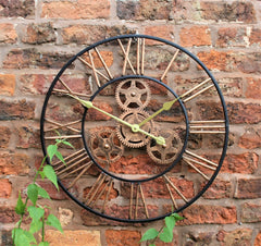 Large Skeleton Metal Open Face Garden Clock