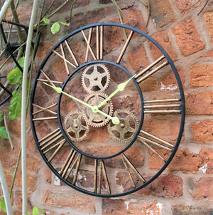 Large Skeleton Metal Open Face Garden Clock