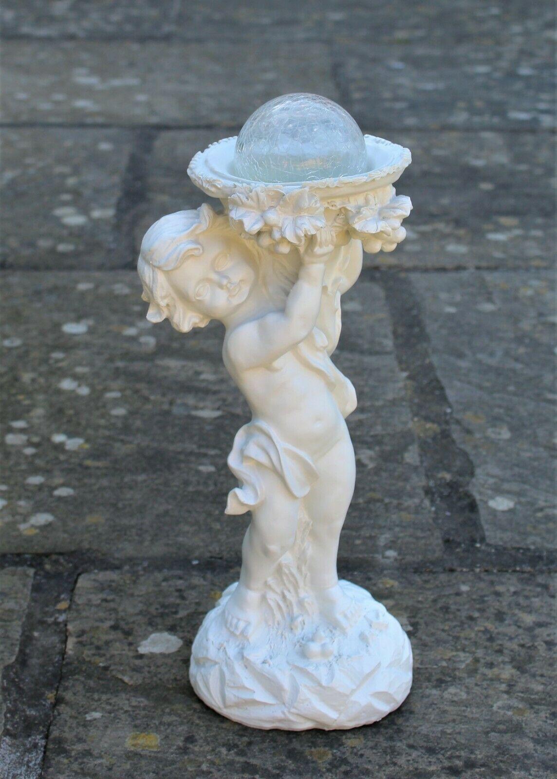 Solar Powered Ornament Cherub Garden Statue