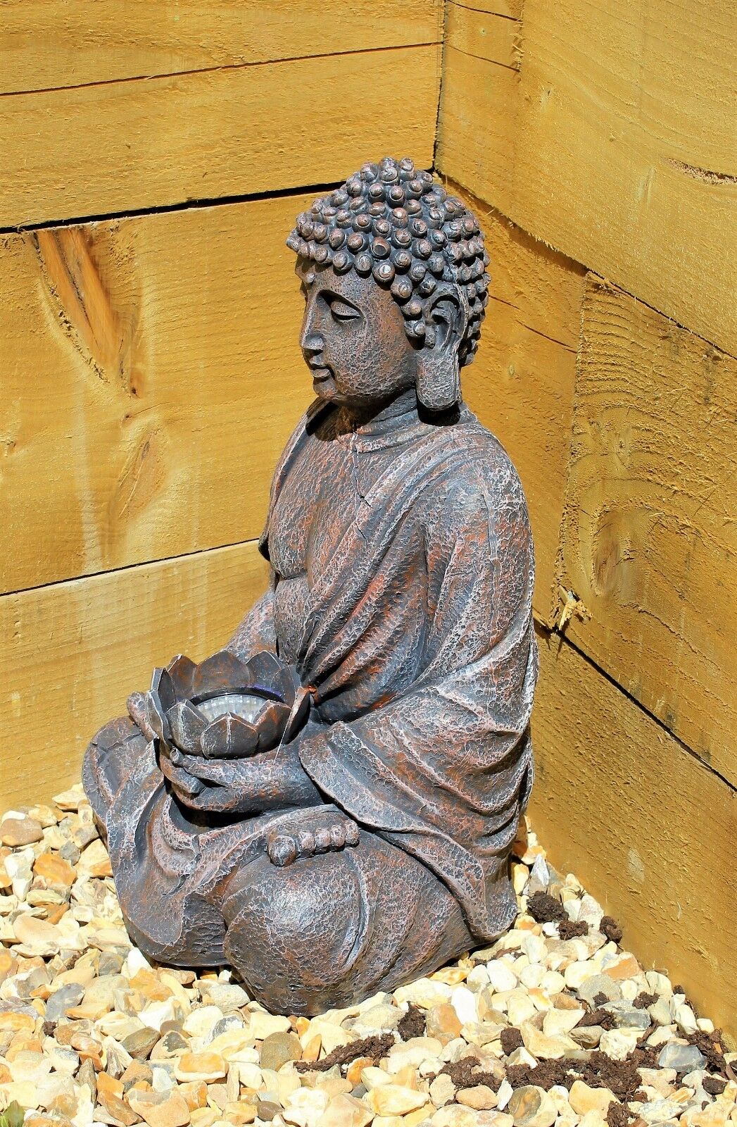 Large Solar Powered Sitting Buddha