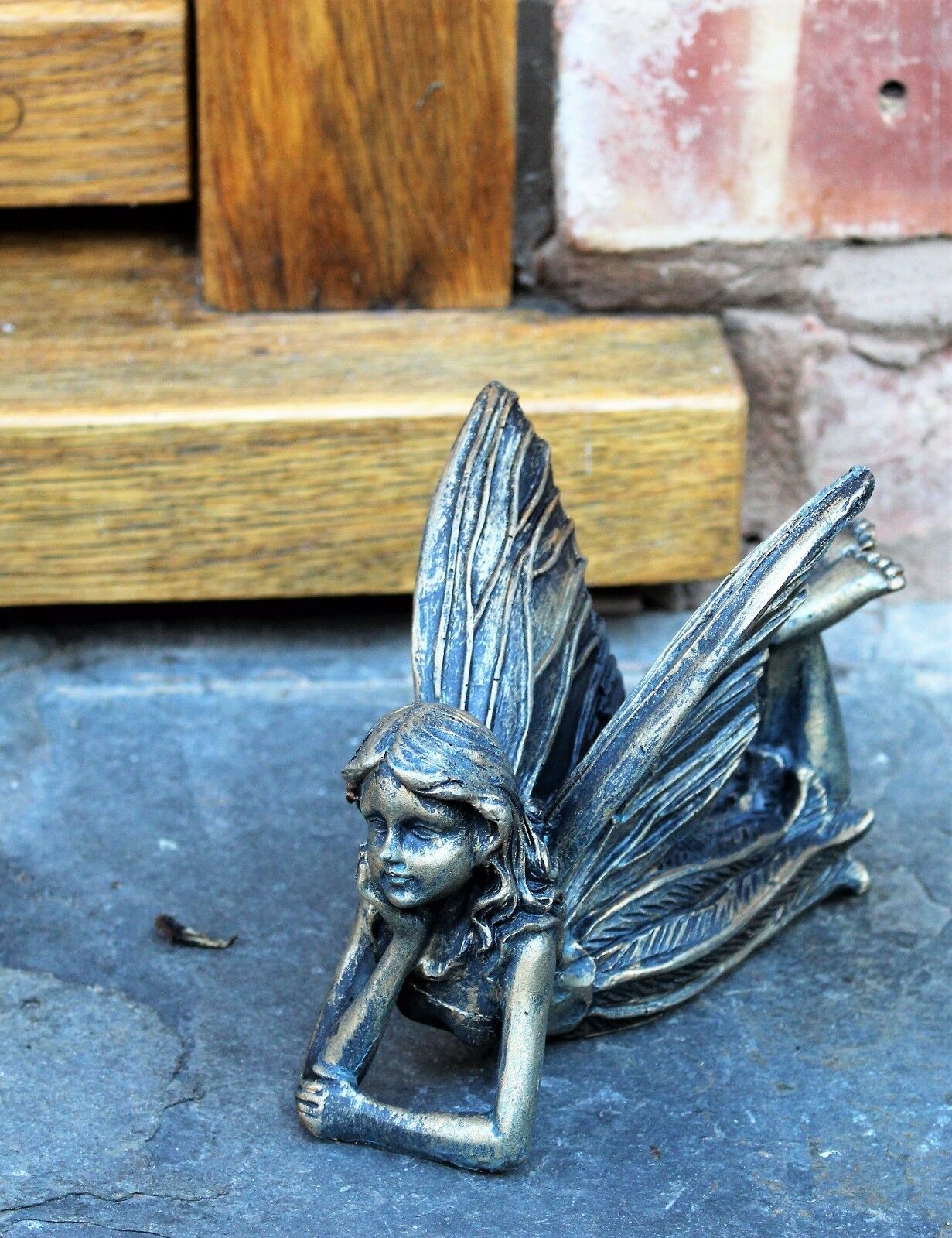 Lying Fairy Sculpture - Bronze Effect