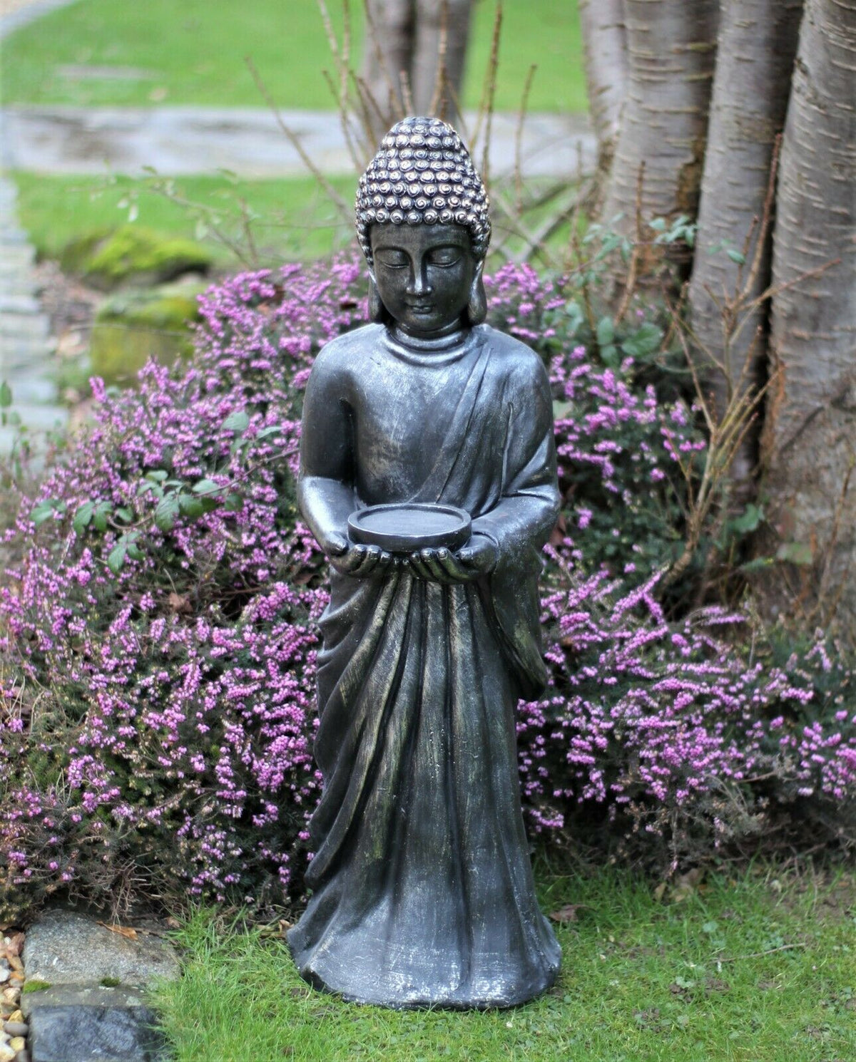 Rustic Dark Bronze Standing Buddha