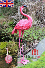 Metal Pink Garden Flamingo Ornament - Free standing 100CM