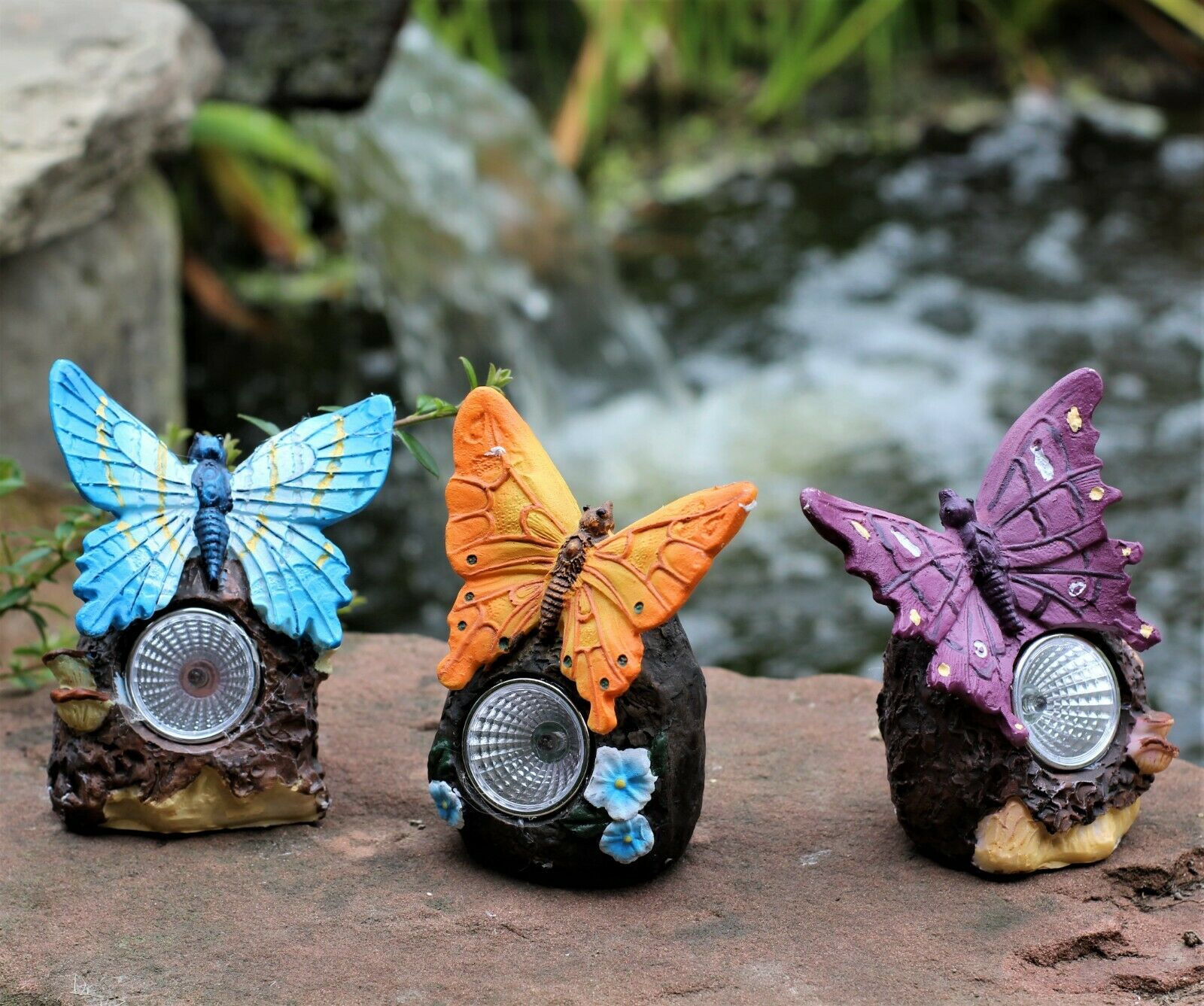 3 Solar Butterfly Spotlights