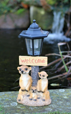 Solar Garden Meerkat Welcome Sign with Lantern