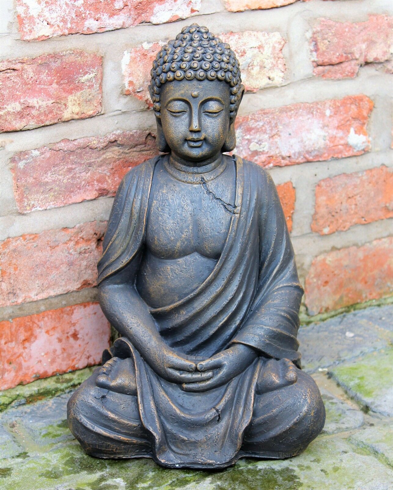 Antique Stone Effect Sitting Buddha