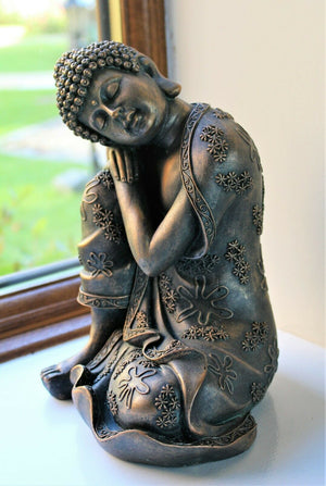 Large Bronze Effect Sitting Buddha