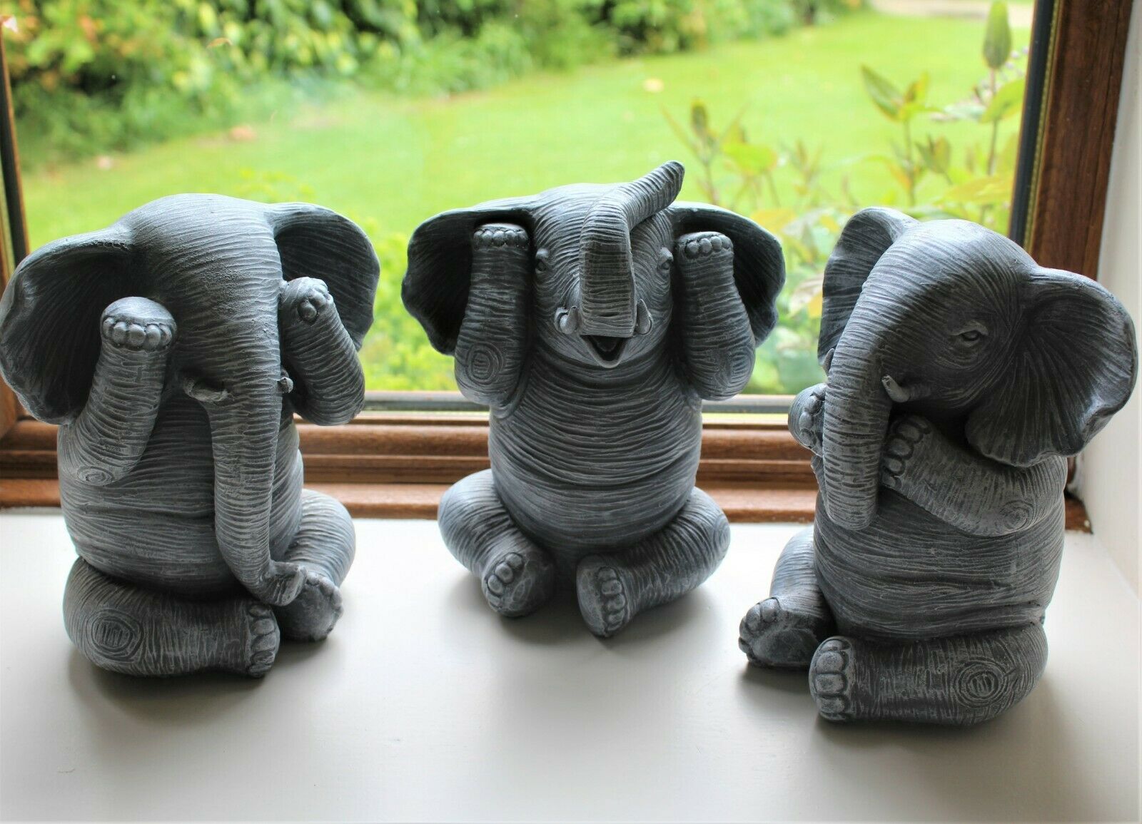 3 Wise Elephant Ornaments - See no Evil, Speak no Evil, Hear no Evil