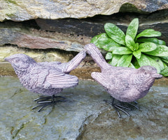 A Pair of Stone Effect Wren Bird Ornaments