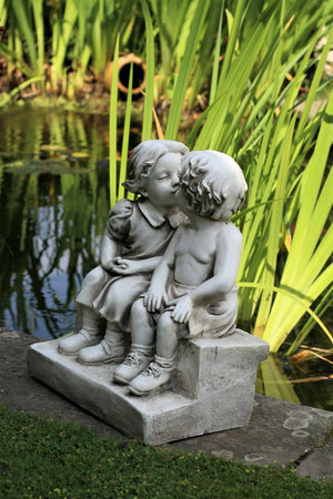 Garden Ornament Girl & Boy Kissing