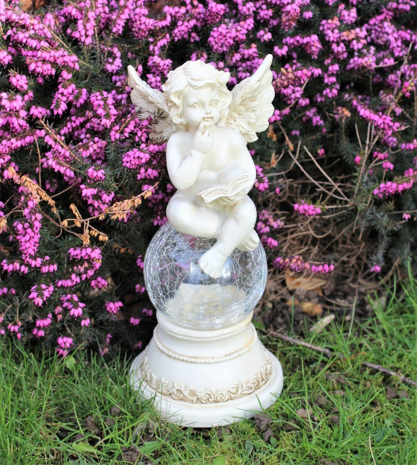 Solar Powered  Sitting Cherub Ornament