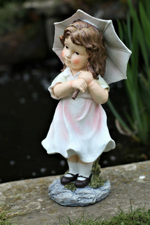 Garden Little Girl with Umbrella