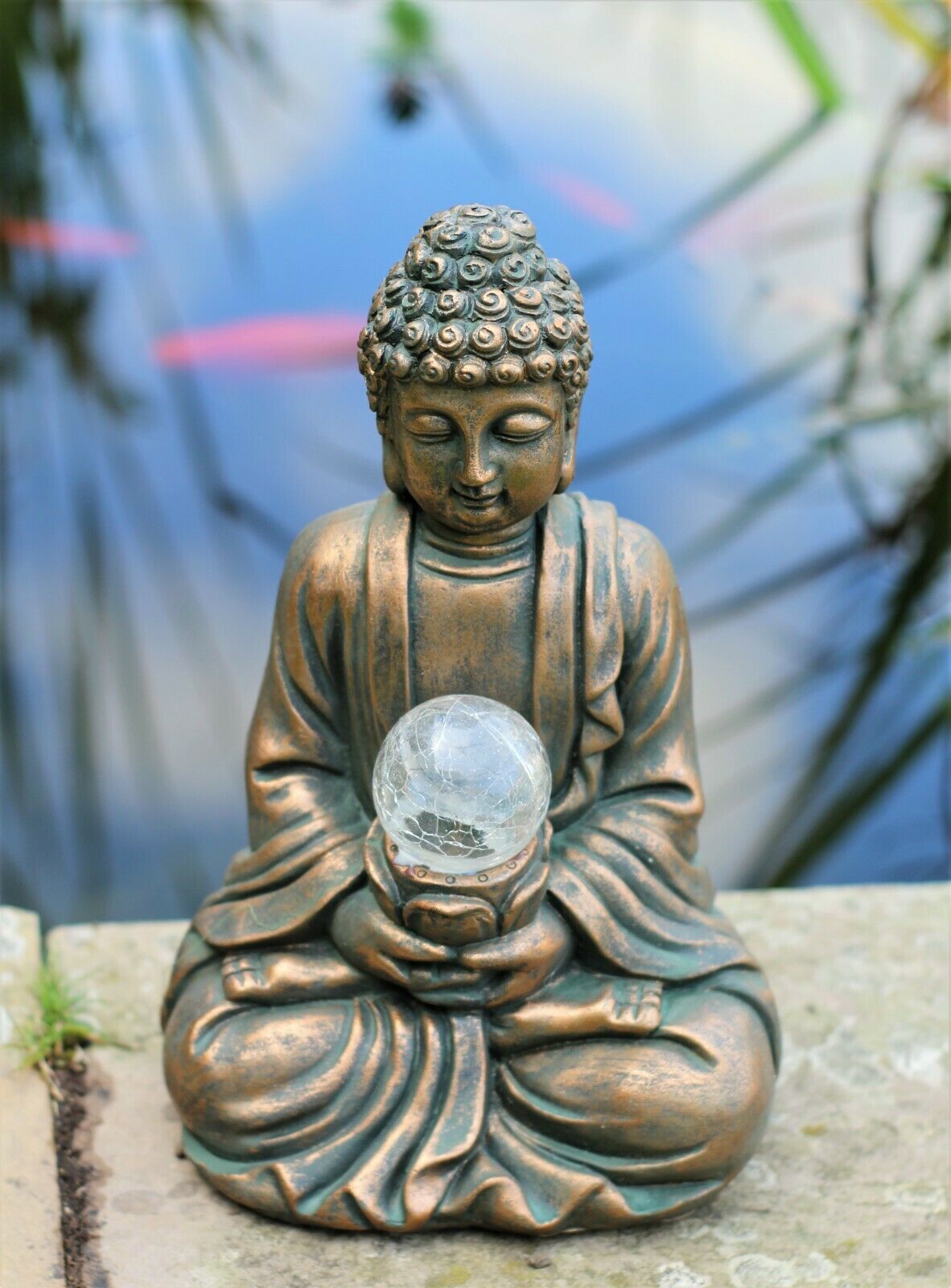 Brass Effect Solar Buddha