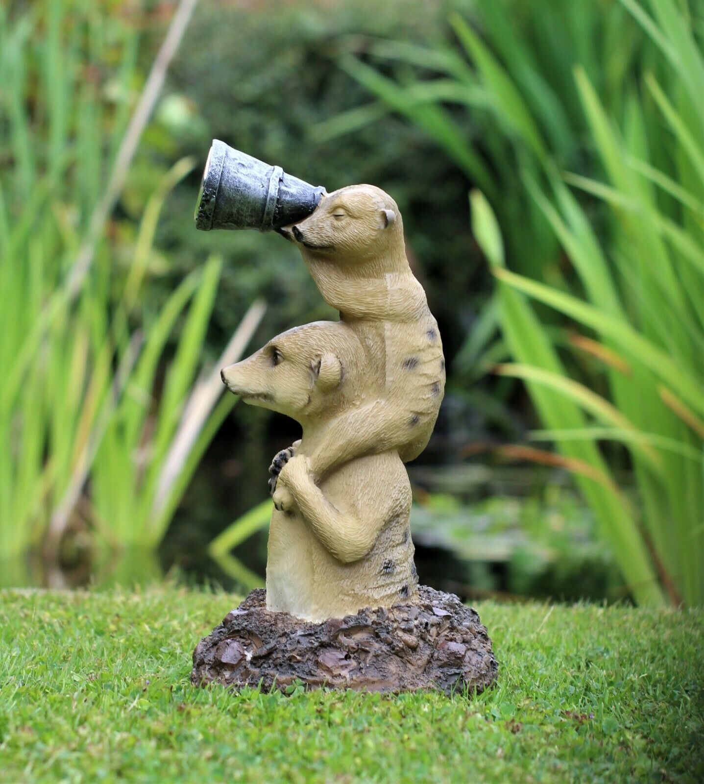 Solar Meerkat Family Garden Ornament